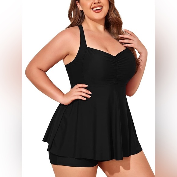 Other - Womens Two Piece Tummy Control Swimdress Plus Size Skirtini CoverUp Swimsuit 20W